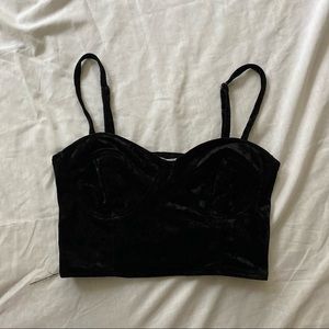 Crushed velvet bustier crop top